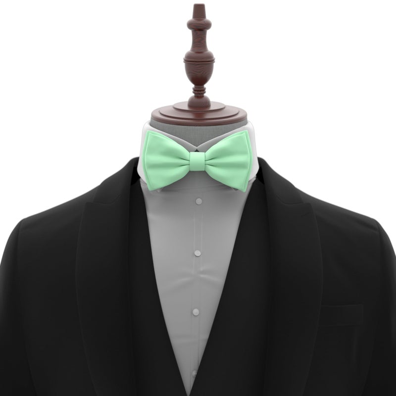 Adam Young Men's Green Mint Bow Tie Pre-Tied Style Formal Satin Classic Bowtie for Tuxedo Faux Silk (Large, Mint) - Image 4